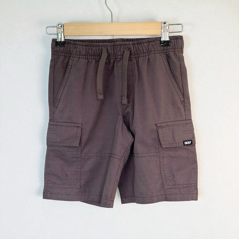 DKNY Big Boys Cargo Shorts Gray Cotton Clothes Drawstring NWOT Kids Small Size 8
